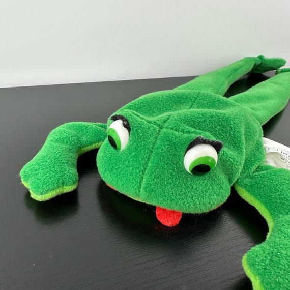 Russ Berrie Flipz Frog 13” #3359 Felt Tongue Large Green Red Plush