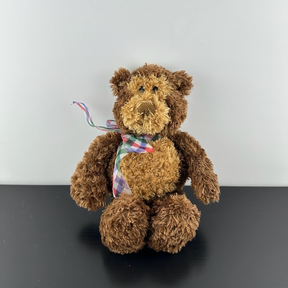 Gund Rolo JR. Brown Teddy Bear With Checkered Ribbon 10” #15204