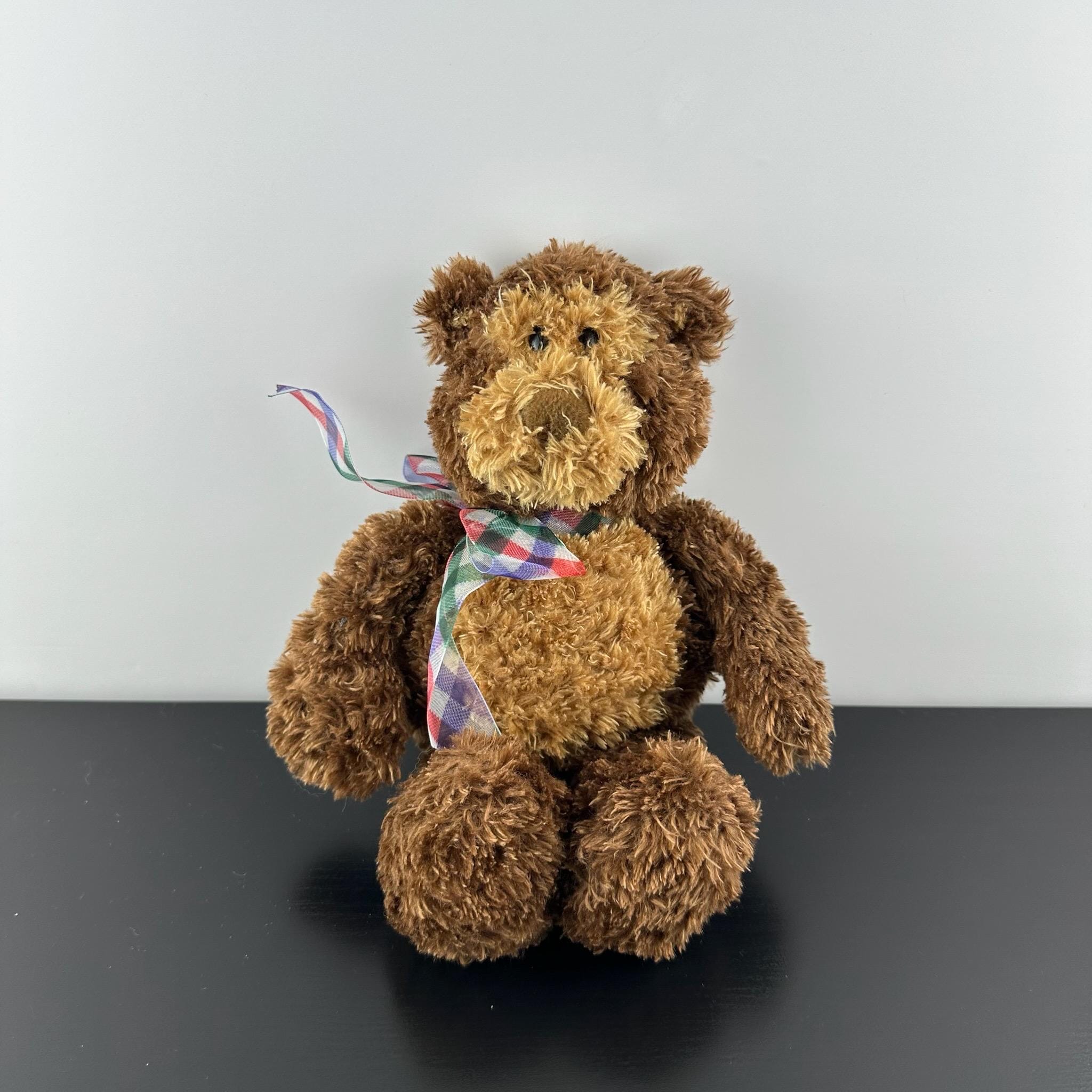 Gund Rolo JR. Brown Teddy Bear With Checkered Ribbon 10” #15204