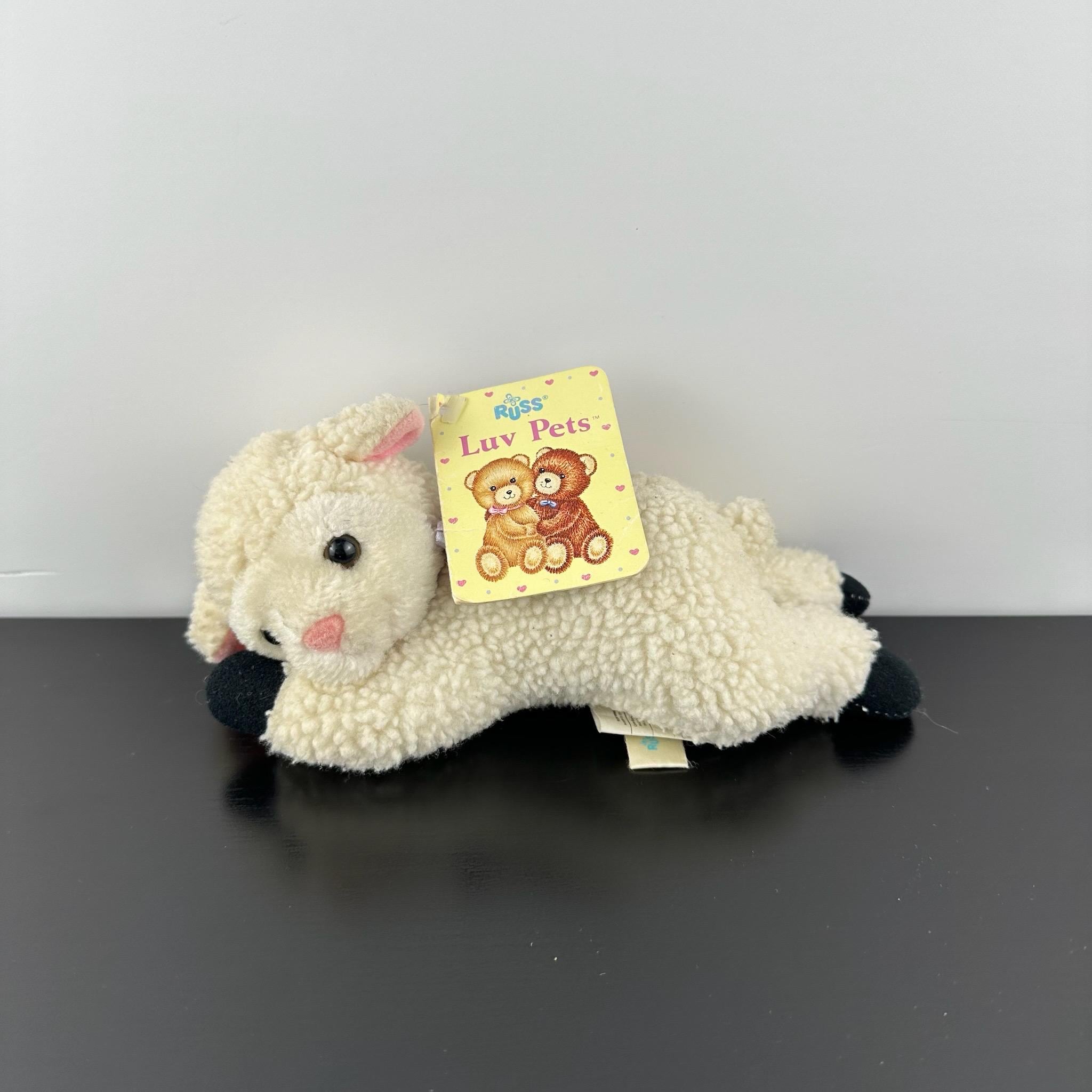 Russ Berrie Luv Pets Rare Lazy Lamb Sheep 8” #2673 White Pink