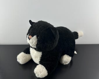 Vintage Merrythought Black White Tuxedo Cat Plush Stuffed Animal
