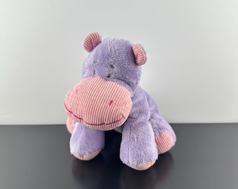 Baby Ganz Purple And Pink Corduroy Hippo Plush Stuffed Animal 8” Vintage Stuffy