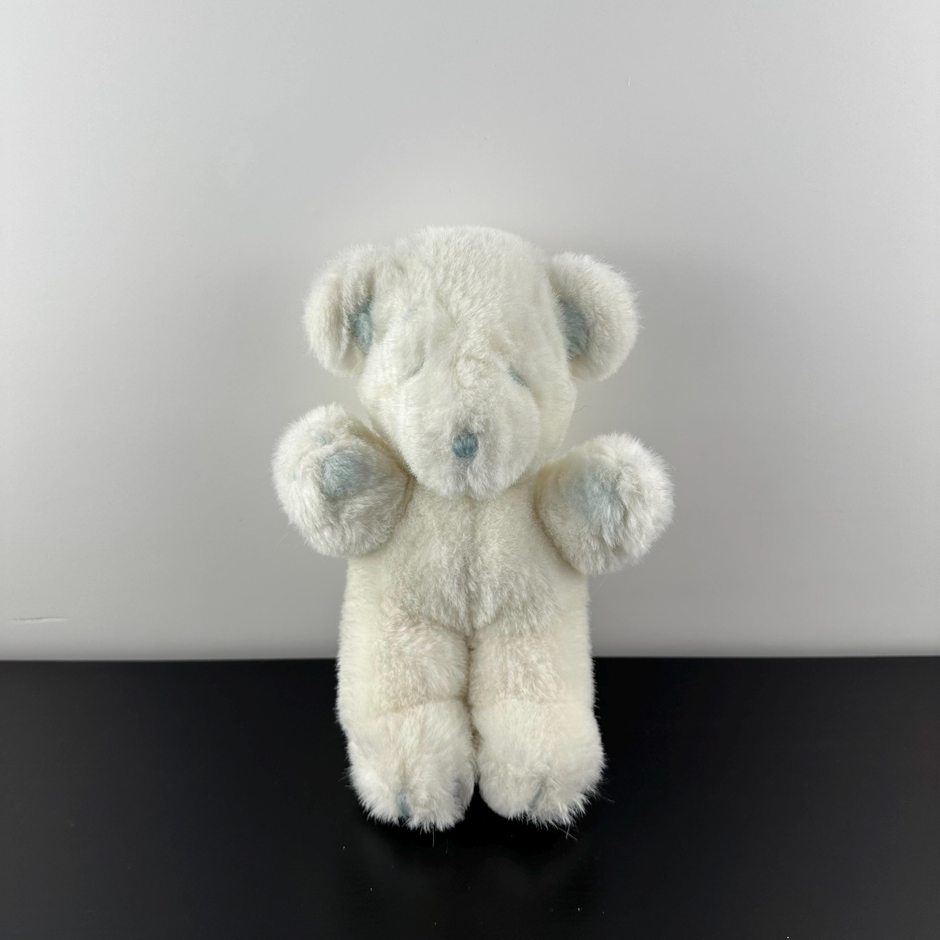 Vintage 1979 Gund White and Blue Teddy Bear 9” Plush Stuffed