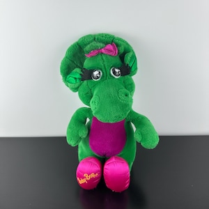 Vintage 1992 Baby Bop Green Dinosaur Plush from Barney & Friends Stuffed Animal 13” LYONS