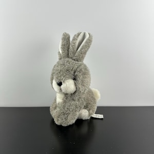 Vintage IKEA Bunny Rabbit Plush Stuffed Animal - Grey and White 8” Sitting