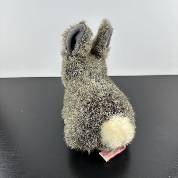 Vintage Russ Berrie Bunny Rabbit Timber Jr. Grey Soft White Tail