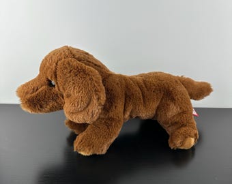 Douglas Cuddle Toy Raro Cucciolo di Bassotto Delanie 14" #4608 Realistico Morbido e Coccolante Peluche Marrone Animale da Collezione Vintage