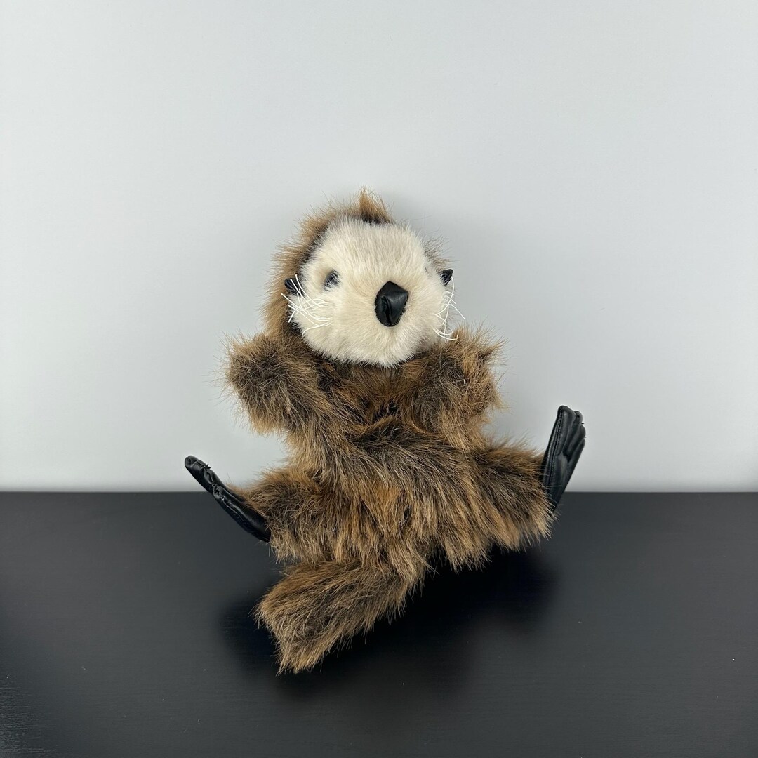 Folkmanis Puppets Baby Sea Otter Hand Puppet 8” Realistic Brown White ...