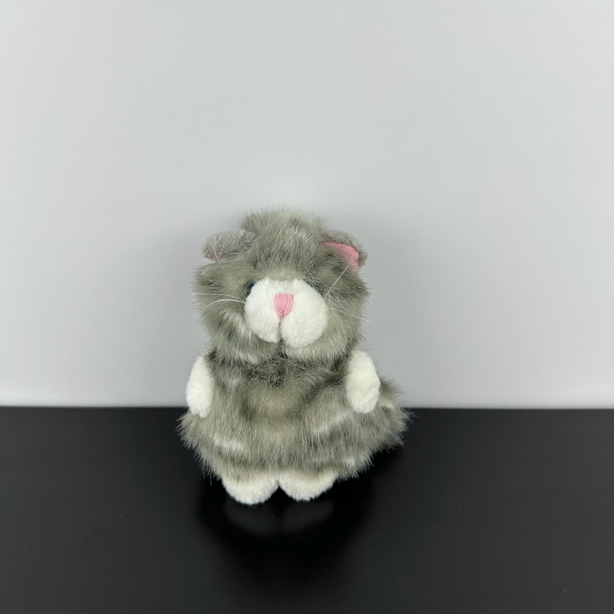 Russ Berrie Palm Pets Puffs Tabby Kitty Cat 5” Gray White Pink