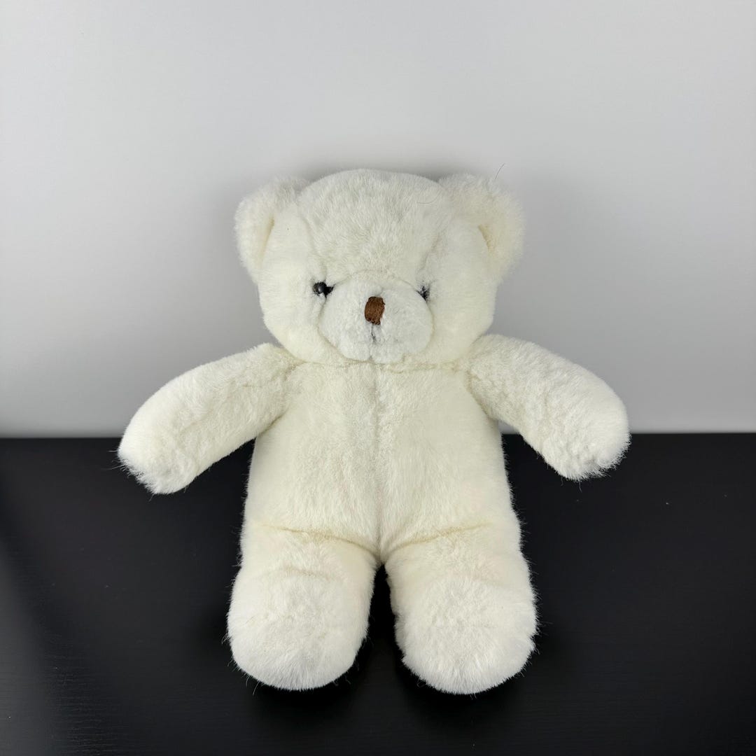 Vintage White Classic Teddy Bear Plush Stuffed Animal 12” - Etsy
