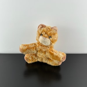 Russ Berrie Whiskers Gatto soriano a strisce arancioni e zenzero, 15 cm, gattino n. 2480, peluche con occhi dorati, animale da collezione vintage