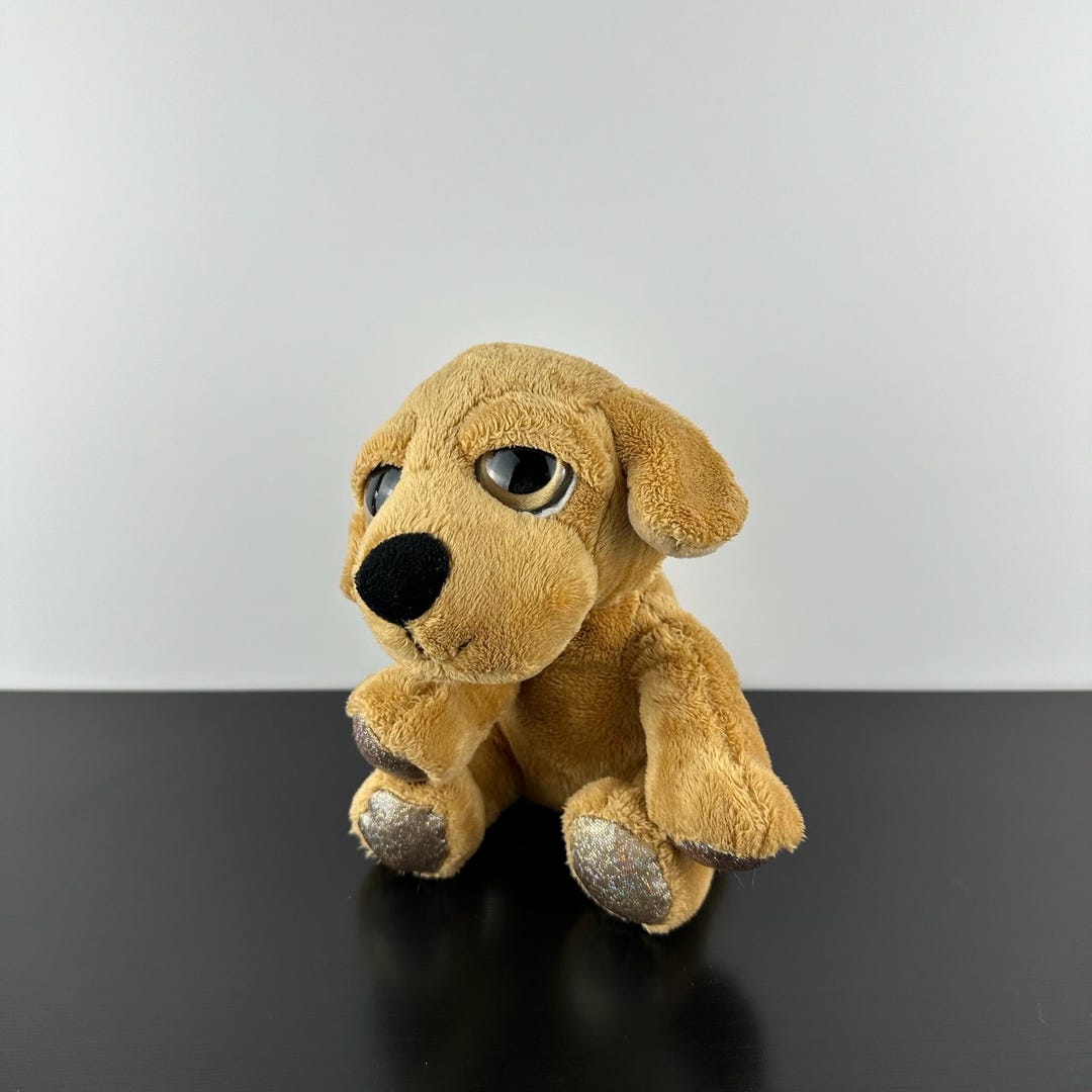 Russ Berrie Lil Peepers Maggie Puppy Dog 8” Big Gold Eyes Golden