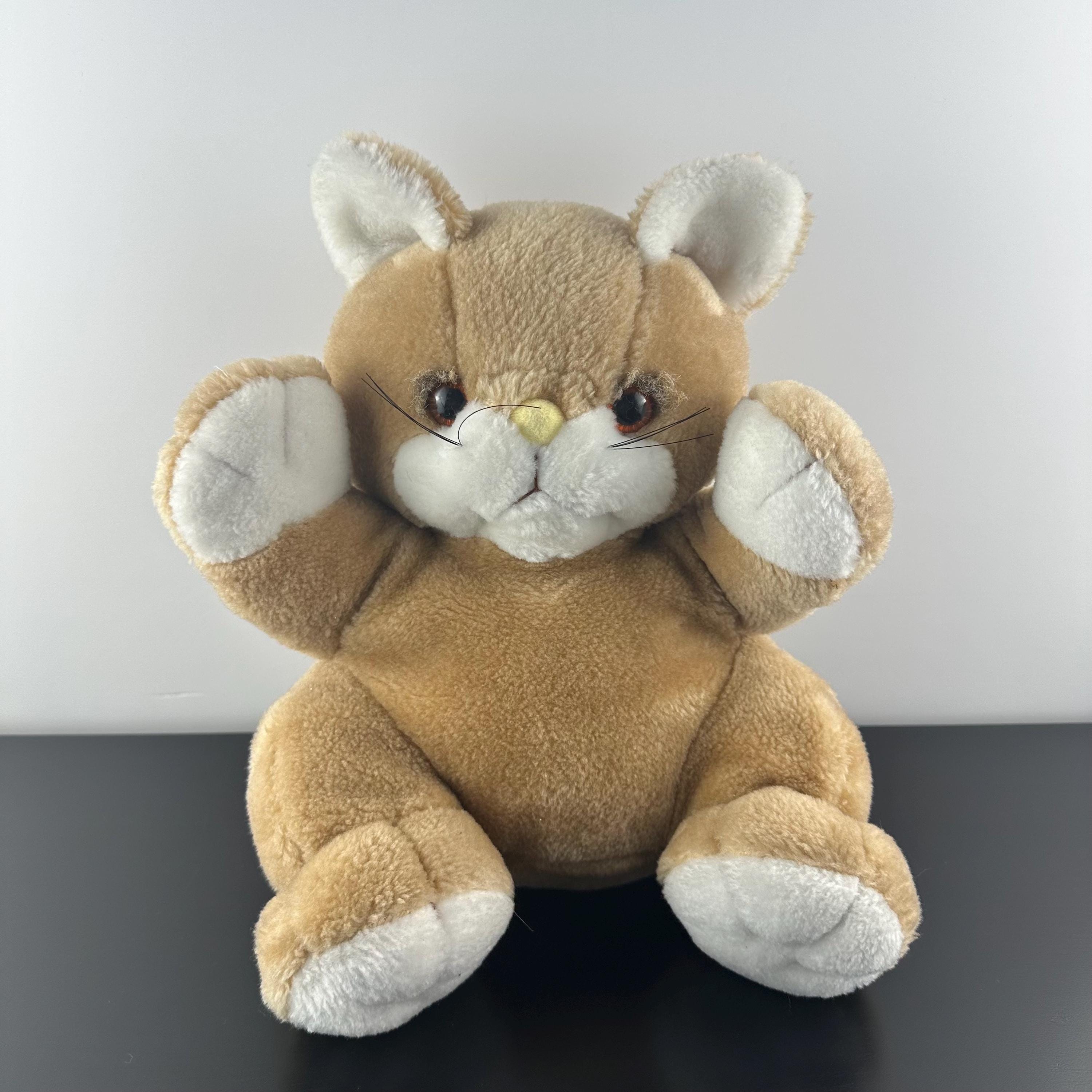 Vintage Ganz Broz Cat Bushy Eyebrows Yellow Nose Plush Stuffed