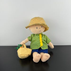 Caillou Gardening Plysch Cinar 25 cm Stråhatt Grönsakskorg TV-program Barn Vintage 2002
