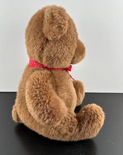 Vintage Baby Gund Brown Teddy Bear With Red Ribbon Neck 90s 9.5