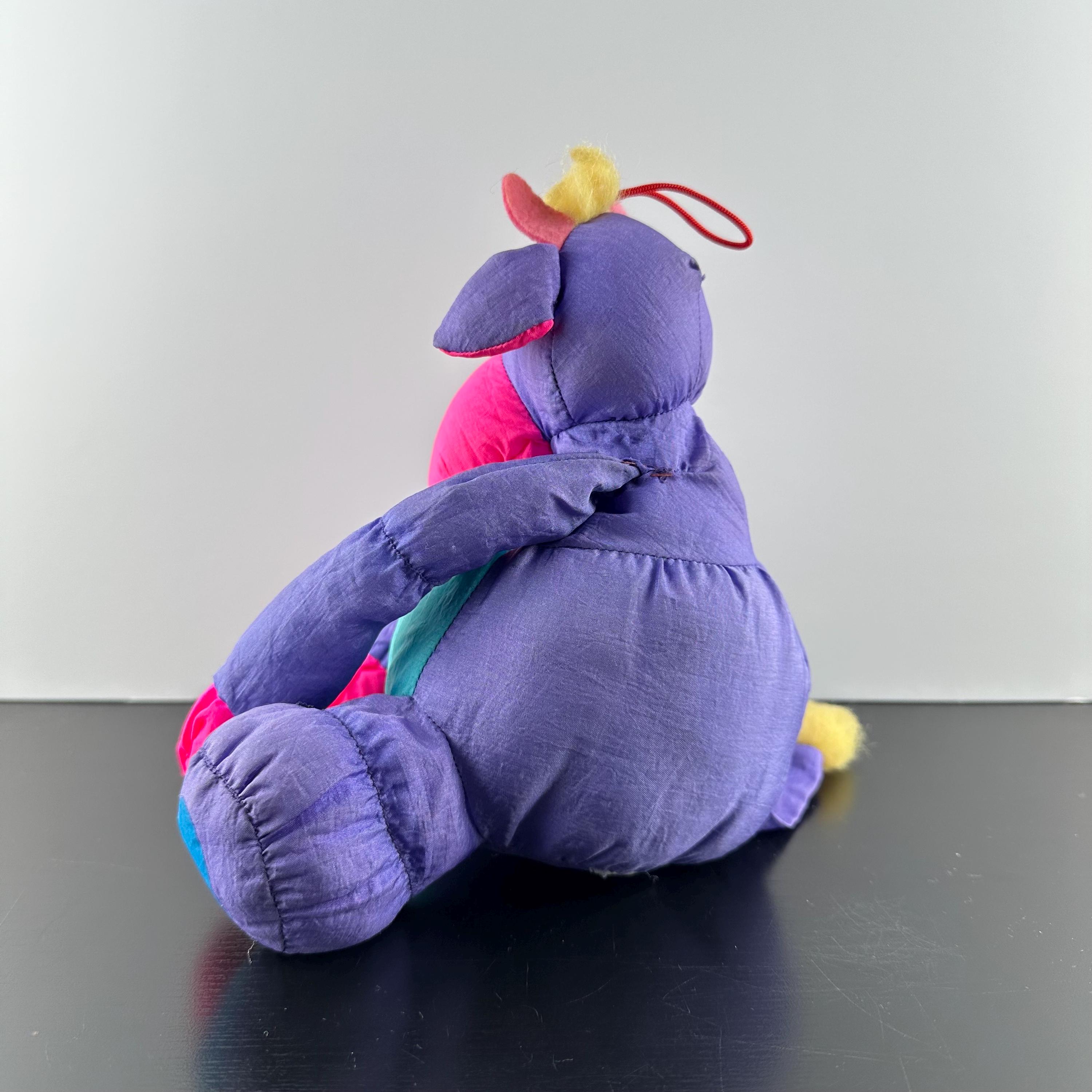 Vintage 1990 Stuffins Lumpy's Gang Nylon Puffalump Neon Purple Cow