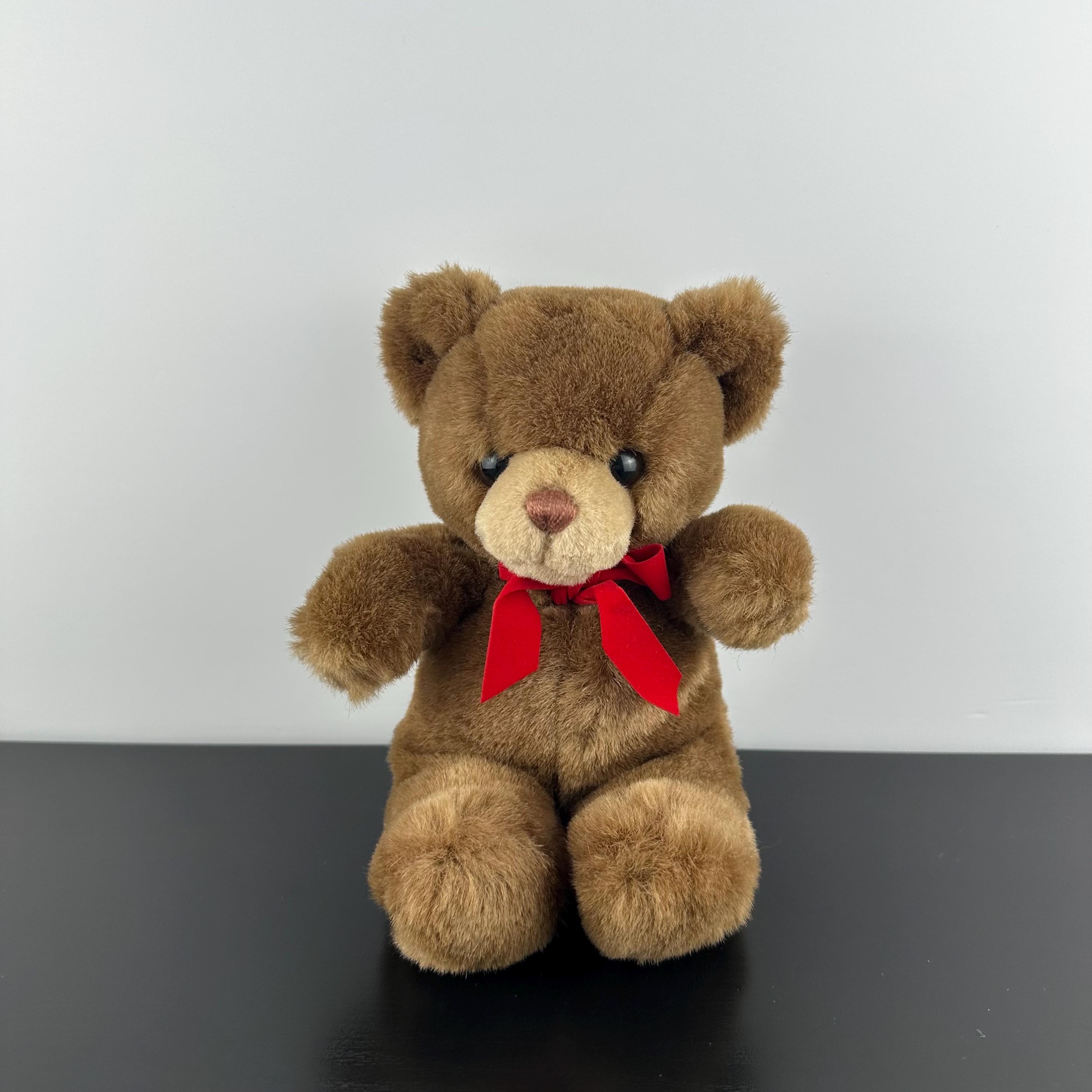 Vintage Gund Brown Tender Teddy Bear With Red Ribbon Neck 9