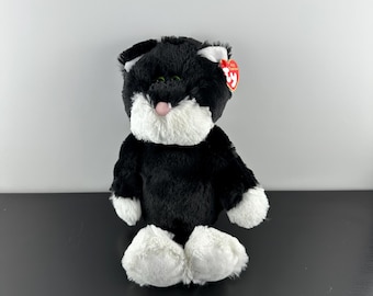 TY Vintage Bessie the Black and White Cat - Attic Treasures Cuddlys Large 13” Plush Stuffed Animal