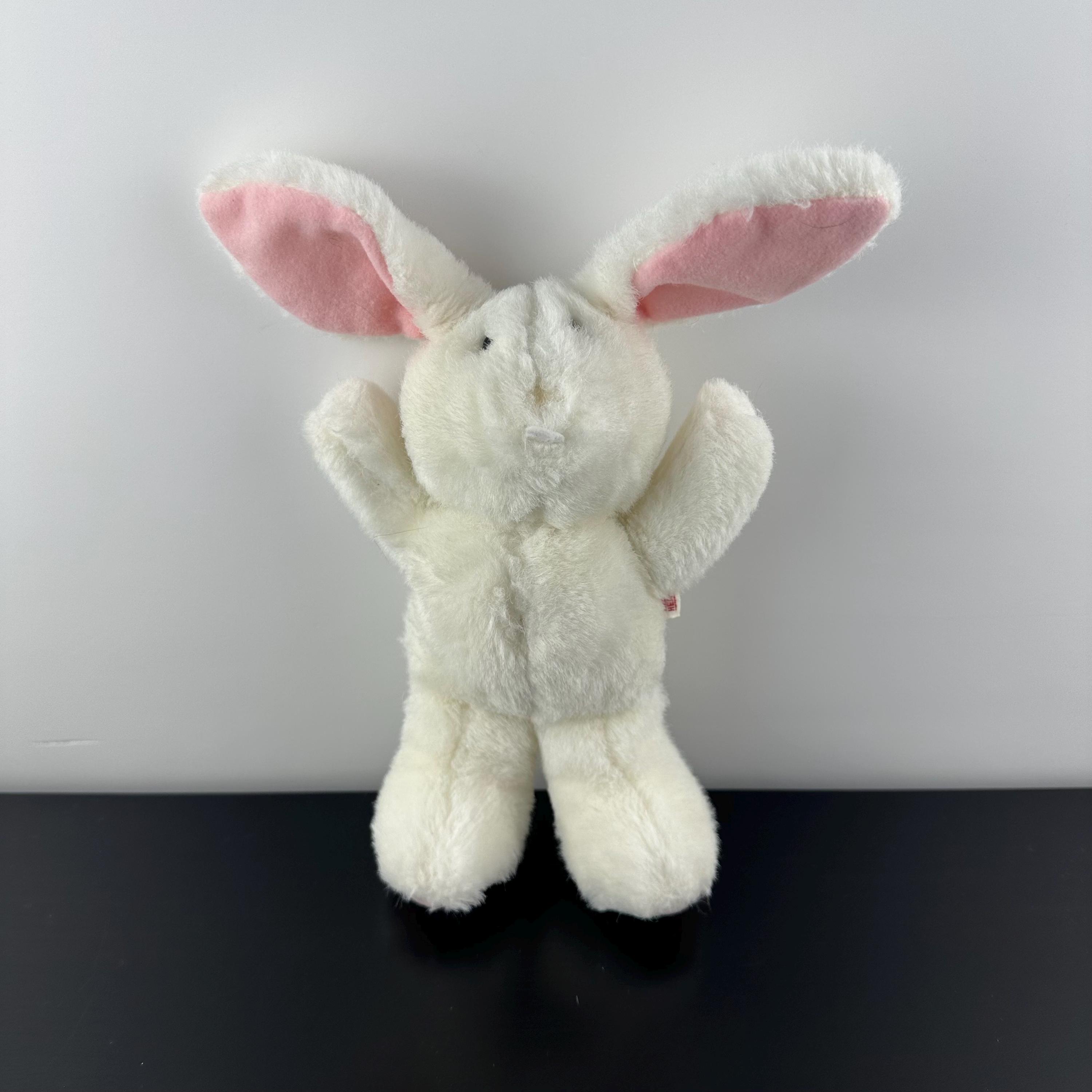 Vintage Heartline White Bunny Rabbit Plush Stuffed Animal Pink