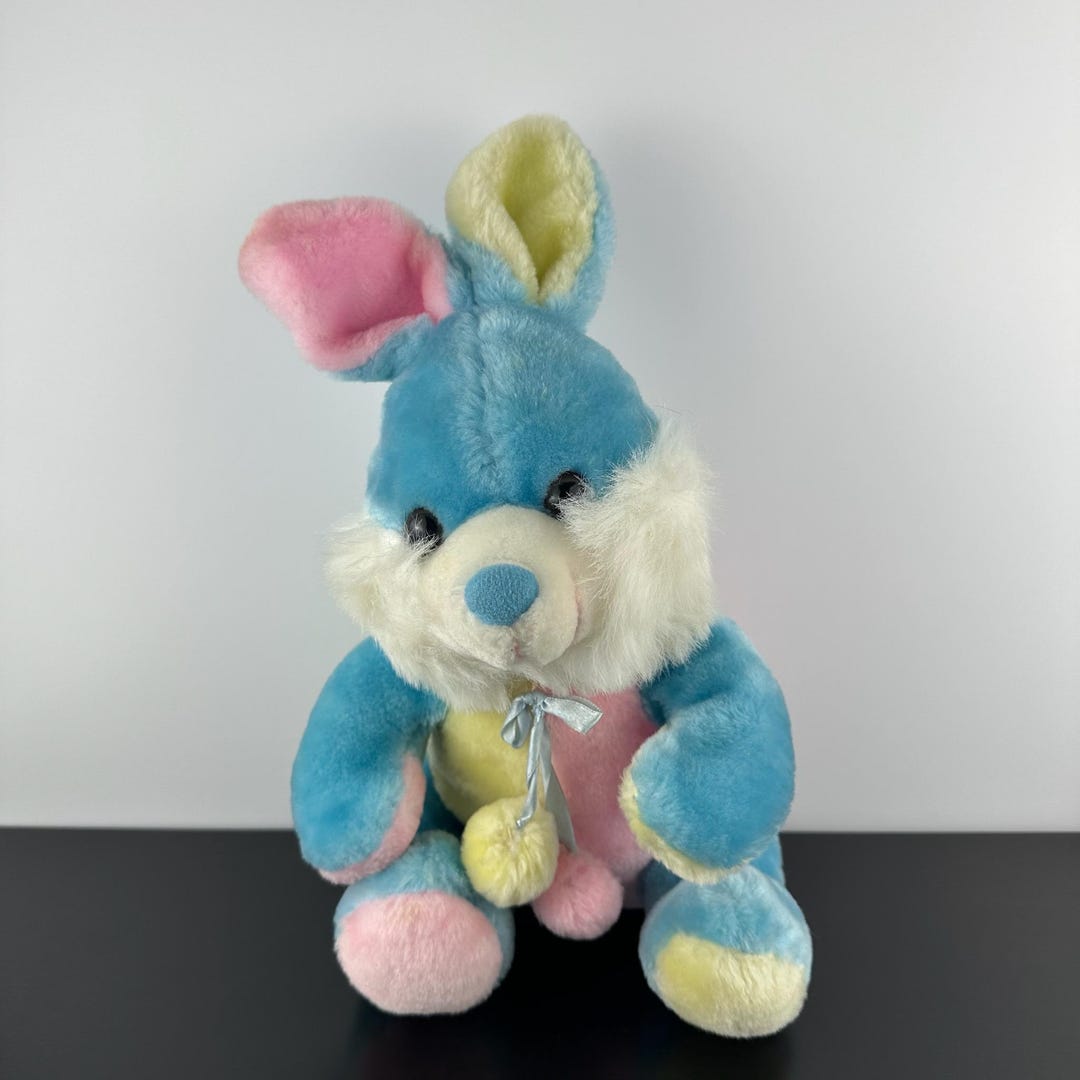 Caravan Rare Vintage Easter Bunny Rabbit 13” Rainbow Pastel Pink Blue ...