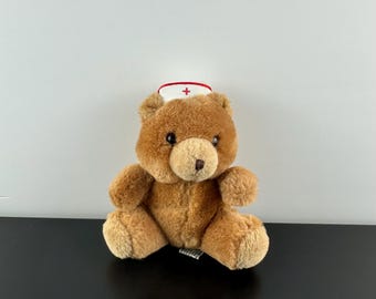 Vintage Russ Nurse Hat Bear Plush Stuffed Animal 6”