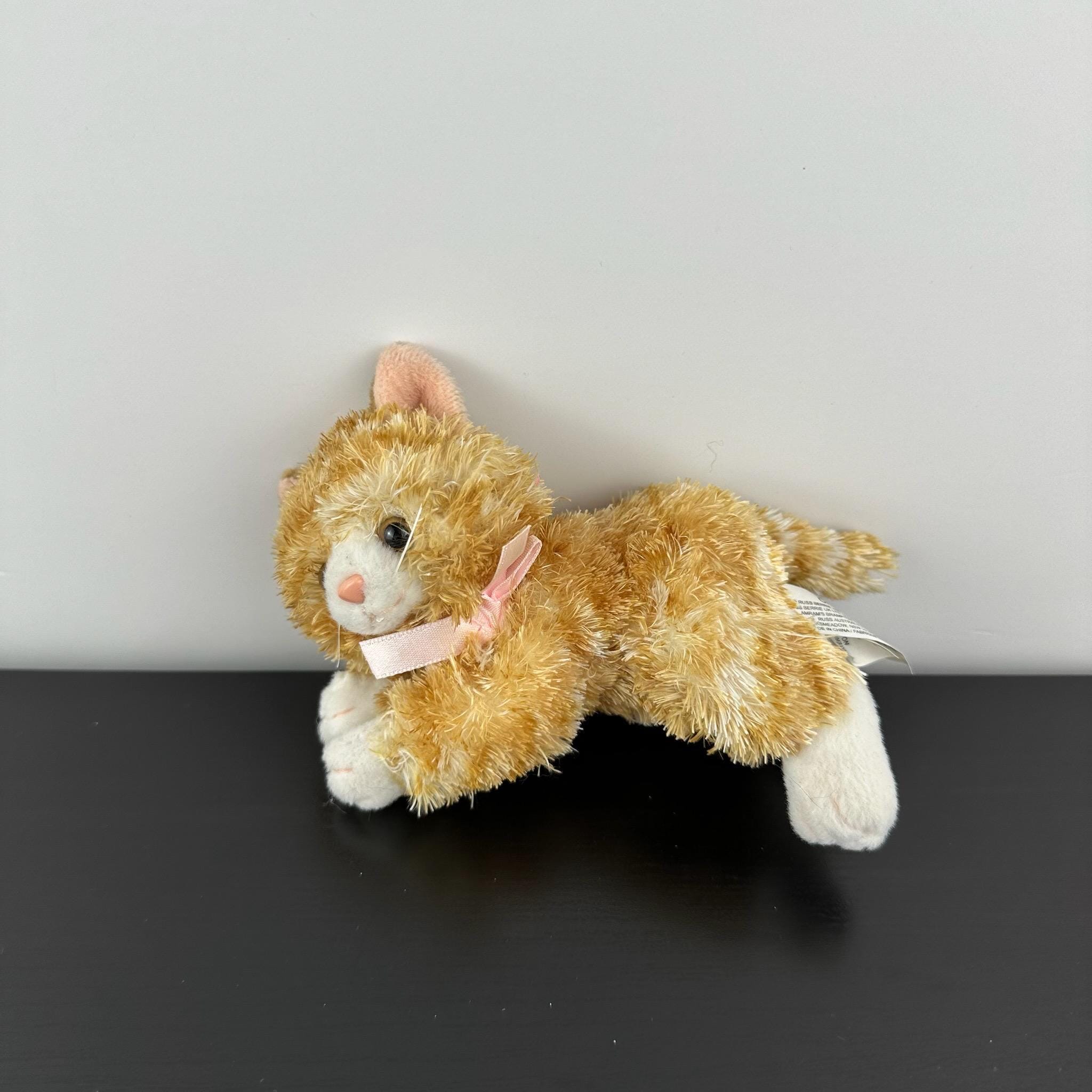 Russ Berrie Rare Cheshire Orange Ginger Tabby Kitty Cat 5” Pink