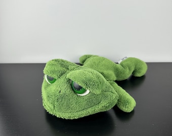 Russ Berrie Lil Peepers Dermot Green Frog Toad 11” Plush Stuffed Animal Large Vintage Collectible
