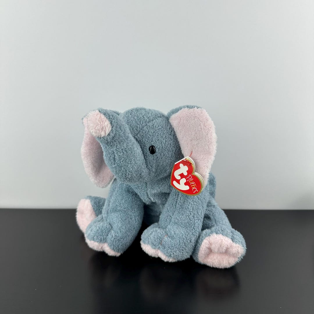 TY Pluffies Winks Elephant Gray Plush 11