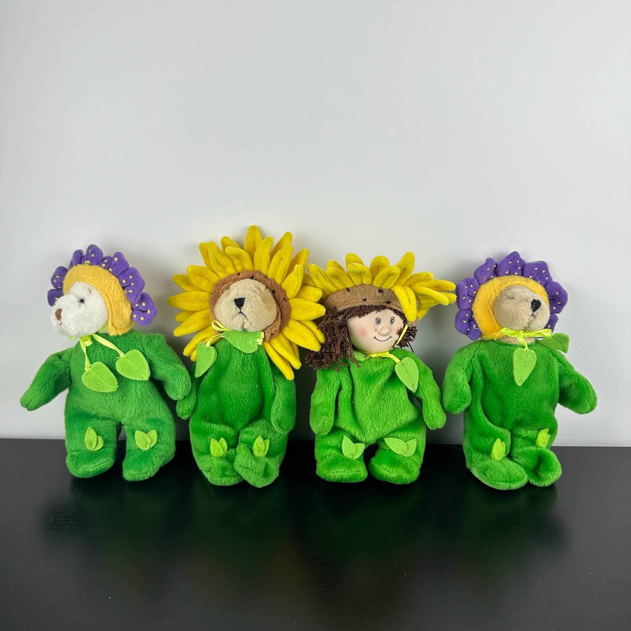 Ganz Rare 2000 Vintage Lot of 4 Lil Blossom Sunflower Wee Bears 6