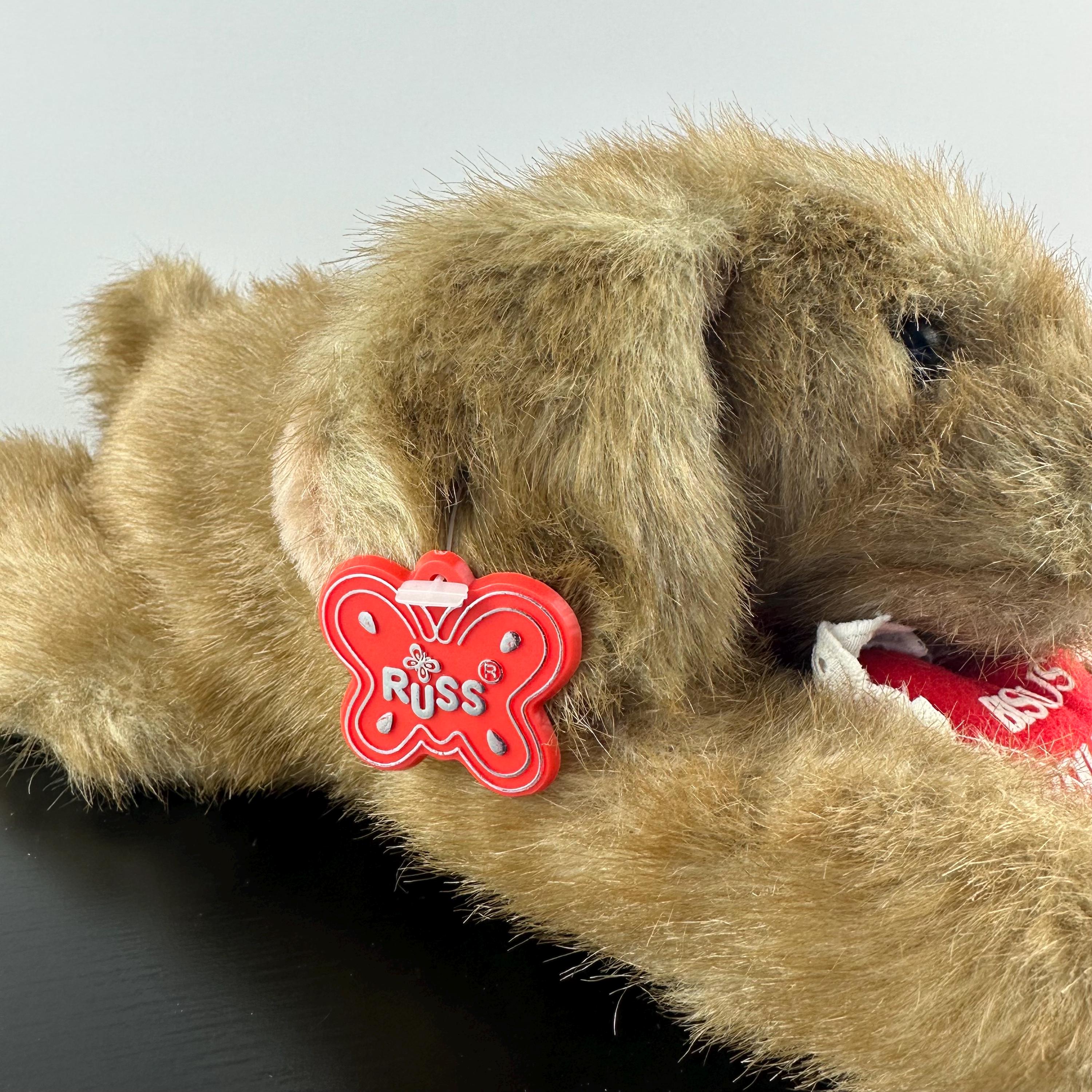 Buy Vintage Russ Berrie Brown Dog Red Heart Mouth “bisous