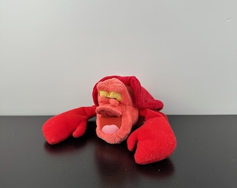 Peluche vintage coleccionable de la Sirenita Sebastián Red Crab de 5 pulgadas con ojos amarillos