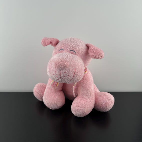 Vintage Russ Berrie Pink Kimball Dog Plush Stuffed Animal 8