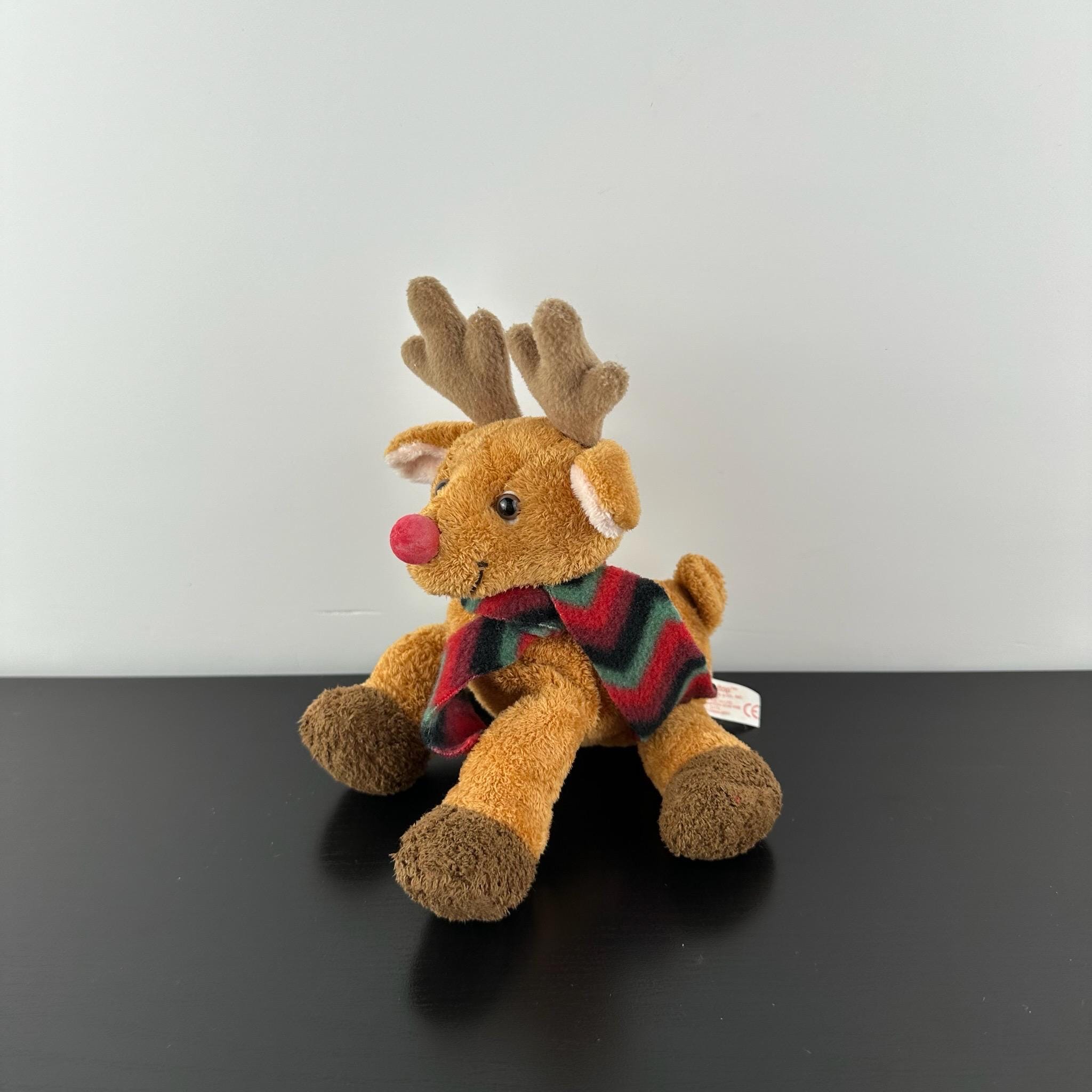 Russ Berrie Luv Pets Rooftop Reindeer Christmas Scarf 6” Brown