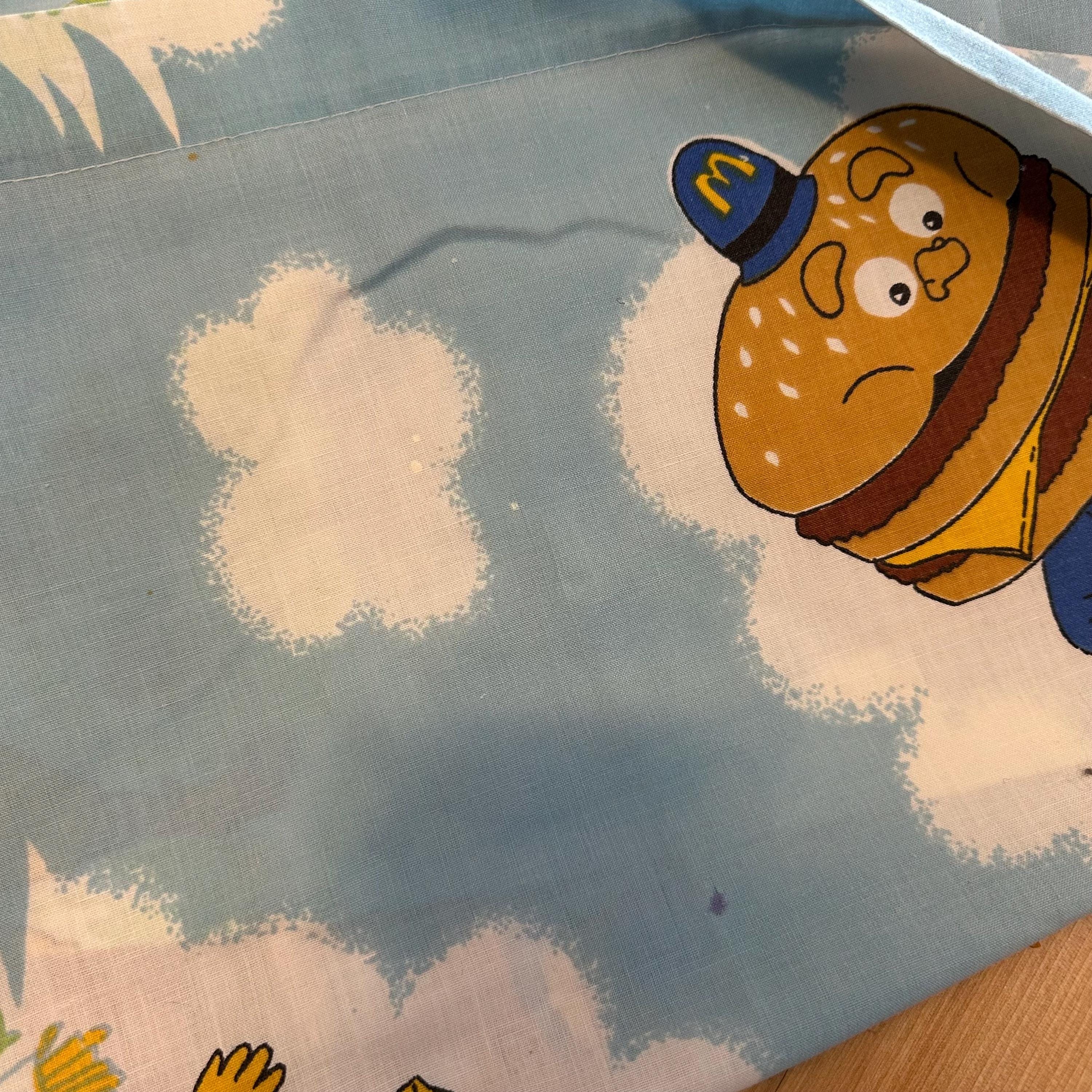 Vintage Mcdonald's Blue Bedding Twin Standard Flat & Fitted
