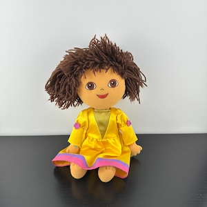 dora yellow princess dress 2003 Dora the Explorer Magic Hair Fairytale Princess Doll Yellow Dress  WORKING