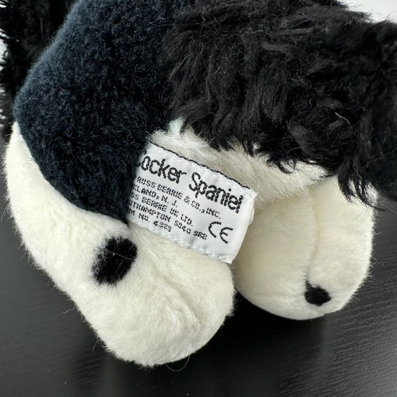 Russ Berrie Rare Cocker Spaniel Puppy Dog 10” Black & White Plush