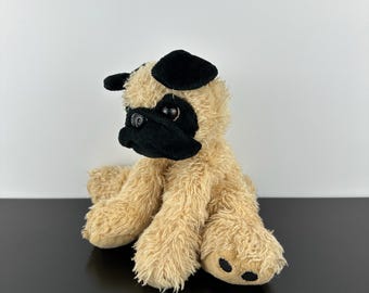 Ganz Heritage Collection Pug Puppy Dog 9” Tan Beige Black Plush Stuffed Animal Vintage Collectible