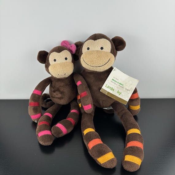 Lambs & Ivy Rare Momo Mommy Monkey and Baby Mimi Monkeys 15” Large