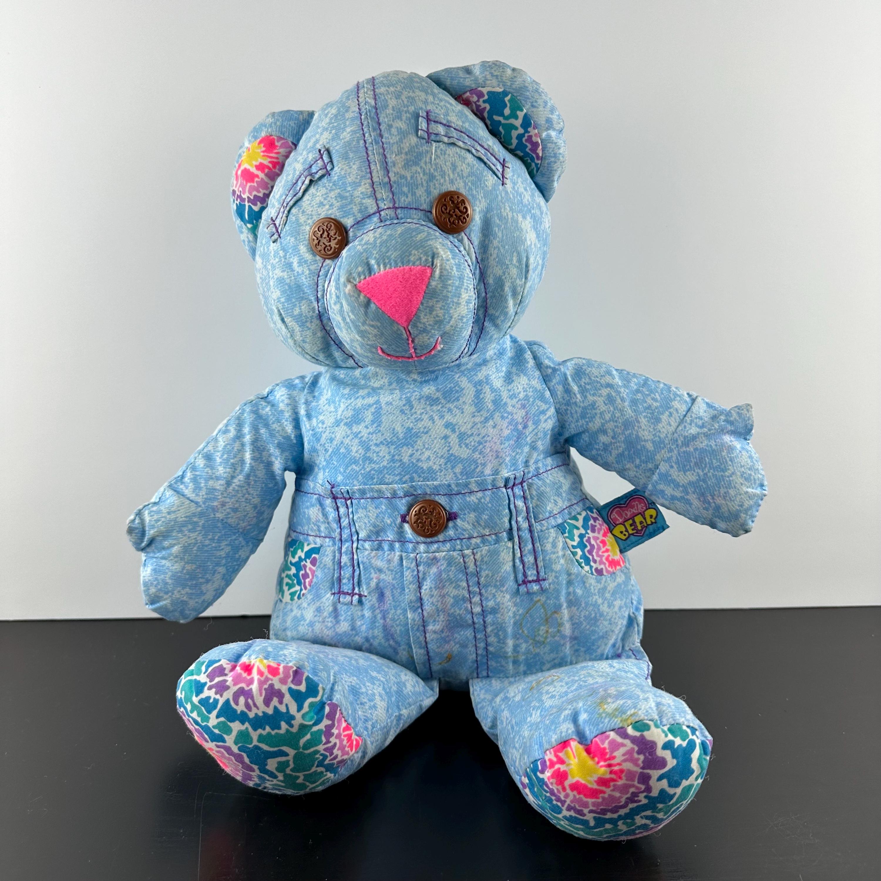 Doodle Bear Vintage 1995 Tyco Stuffed Animals Plush Blue Jean 15