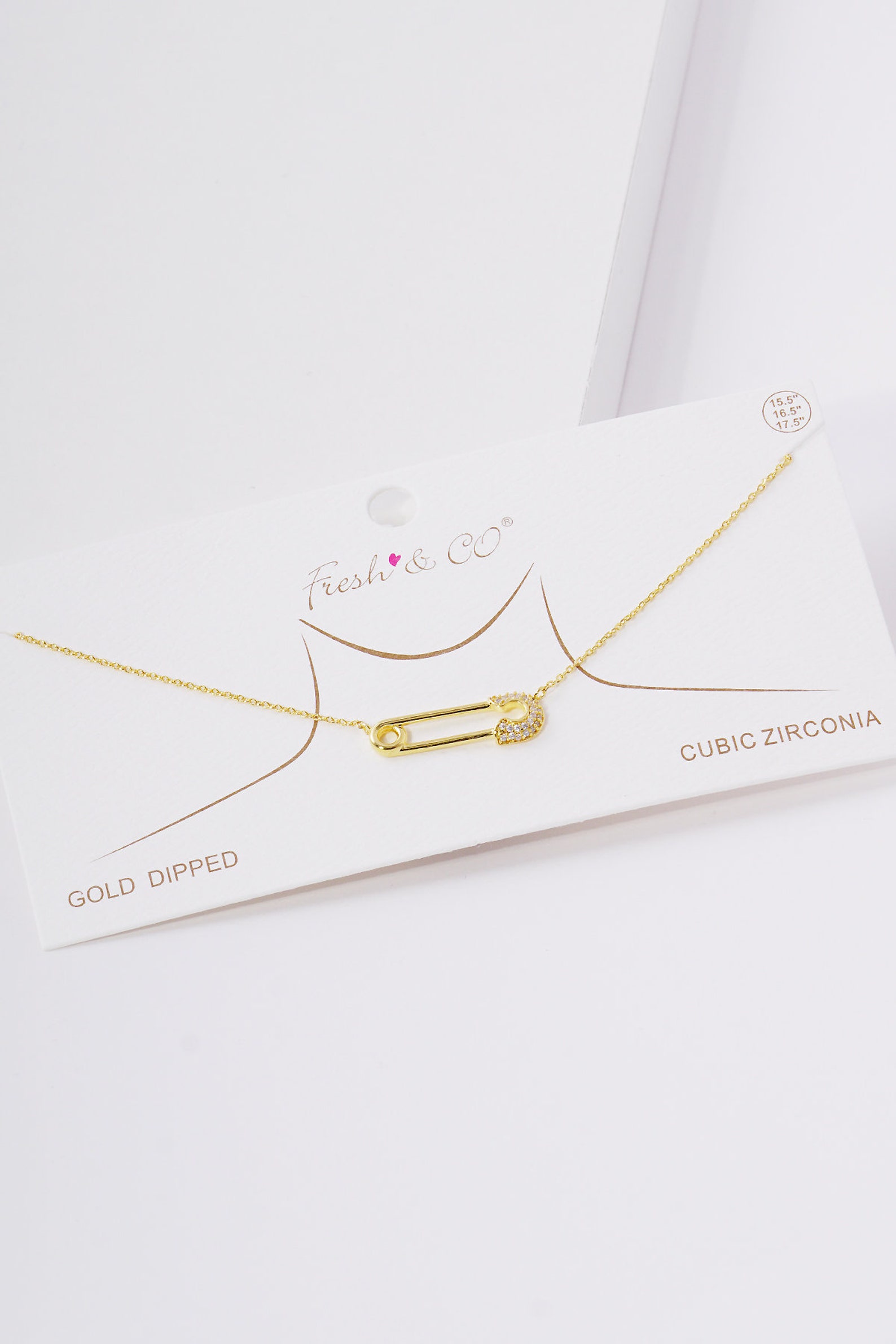 Cubic Safety Pin Necklace Dainty Safety Pin Gold Necklace Gold Filled