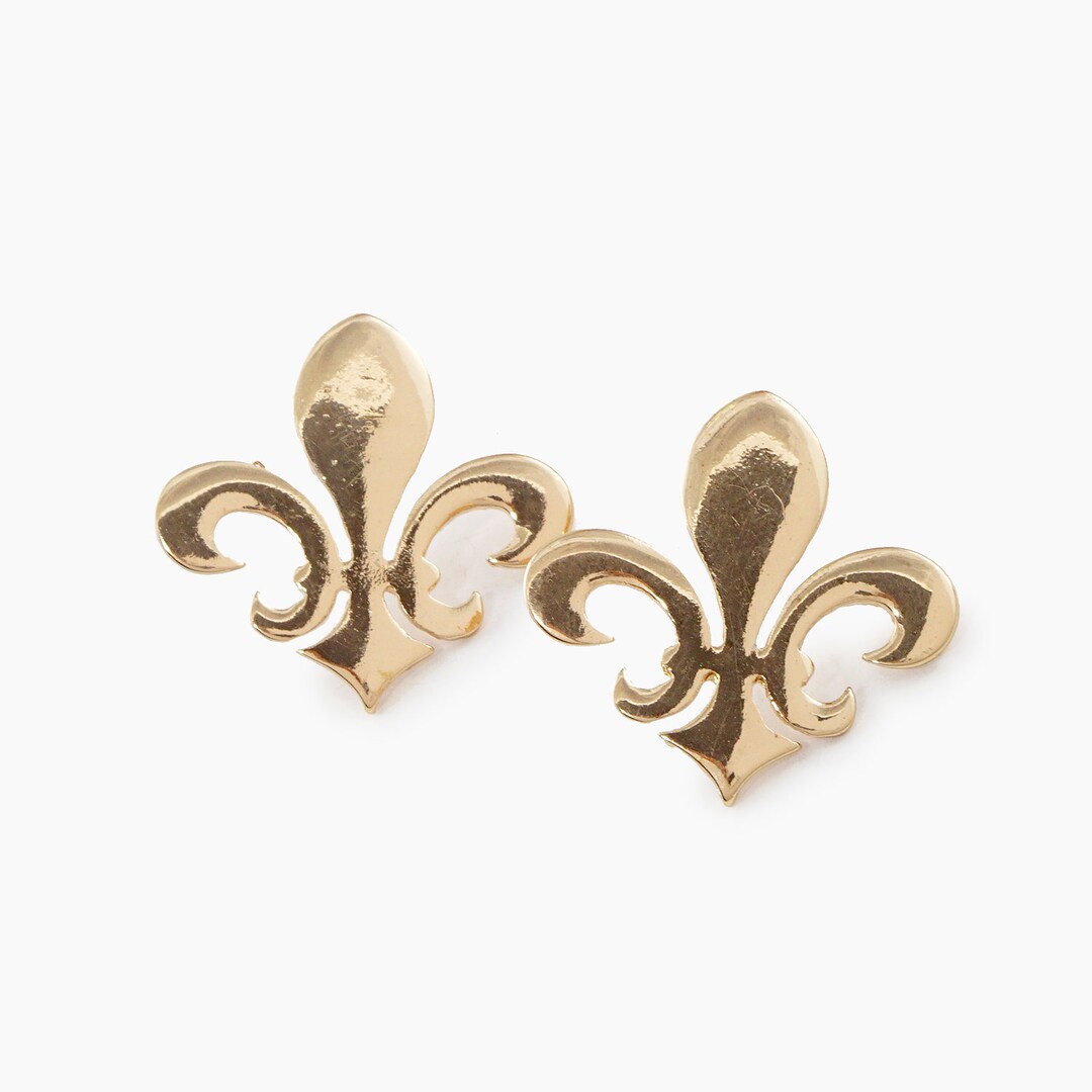 Gold Plated Fleur De Lis Earrings New Orleans Saints Earrings Mardi