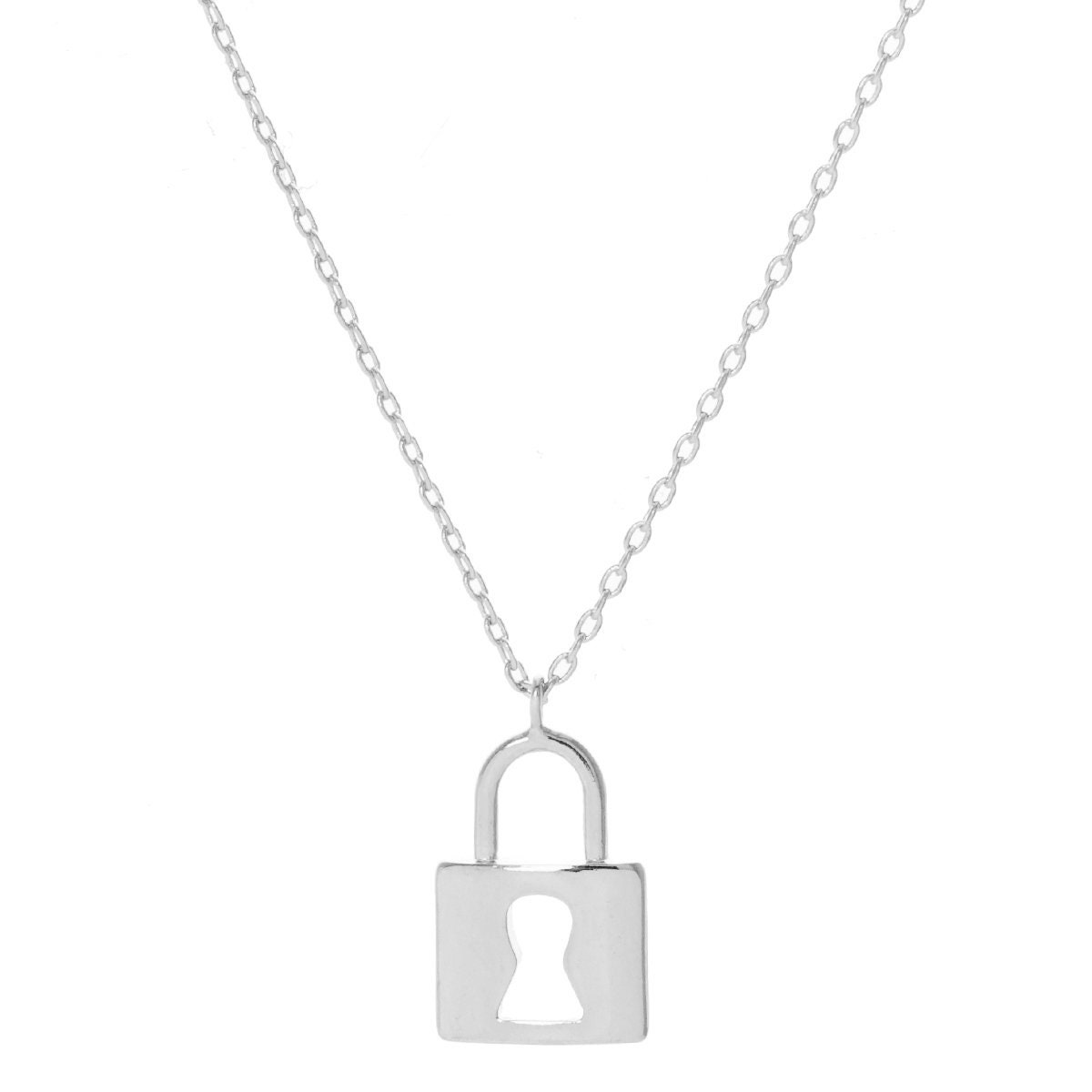 White gold lock necklace deals