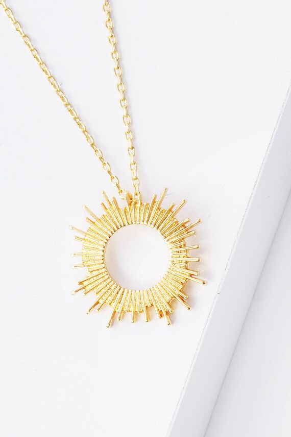 Gold Sunburst Necklace Sun Goddess Necklace Sunburst Pendant