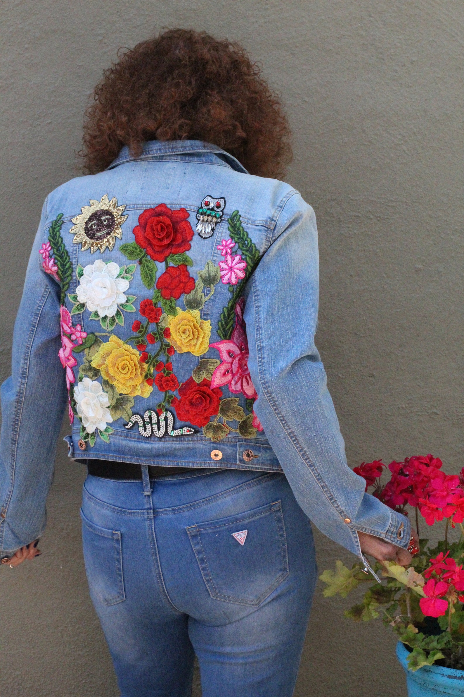 Spring Kiss Denim Jacket / Embellished Denim Jacket with | Etsy