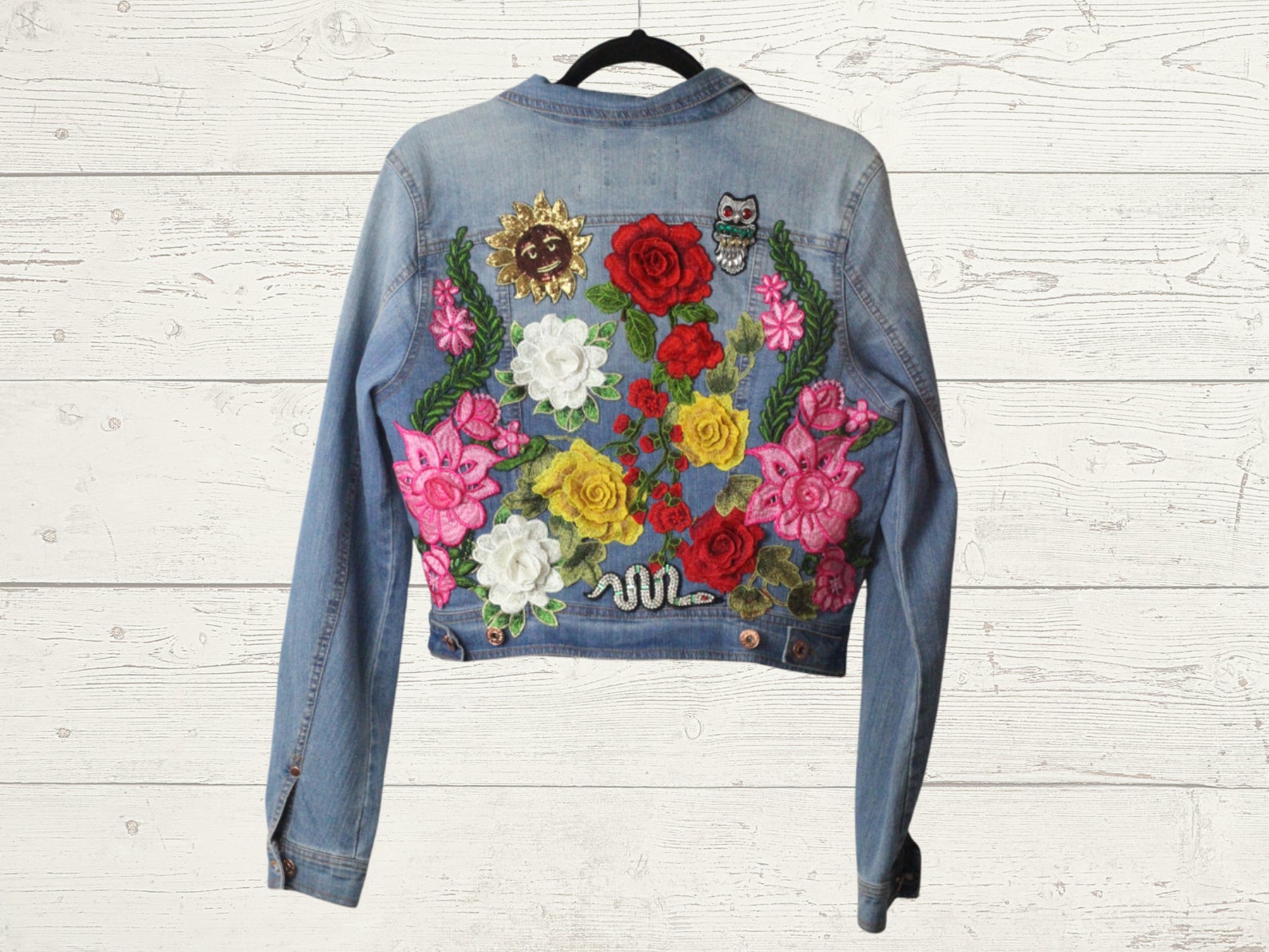Spring Kiss Denim Jacket / Embellished Denim Jacket with | Etsy