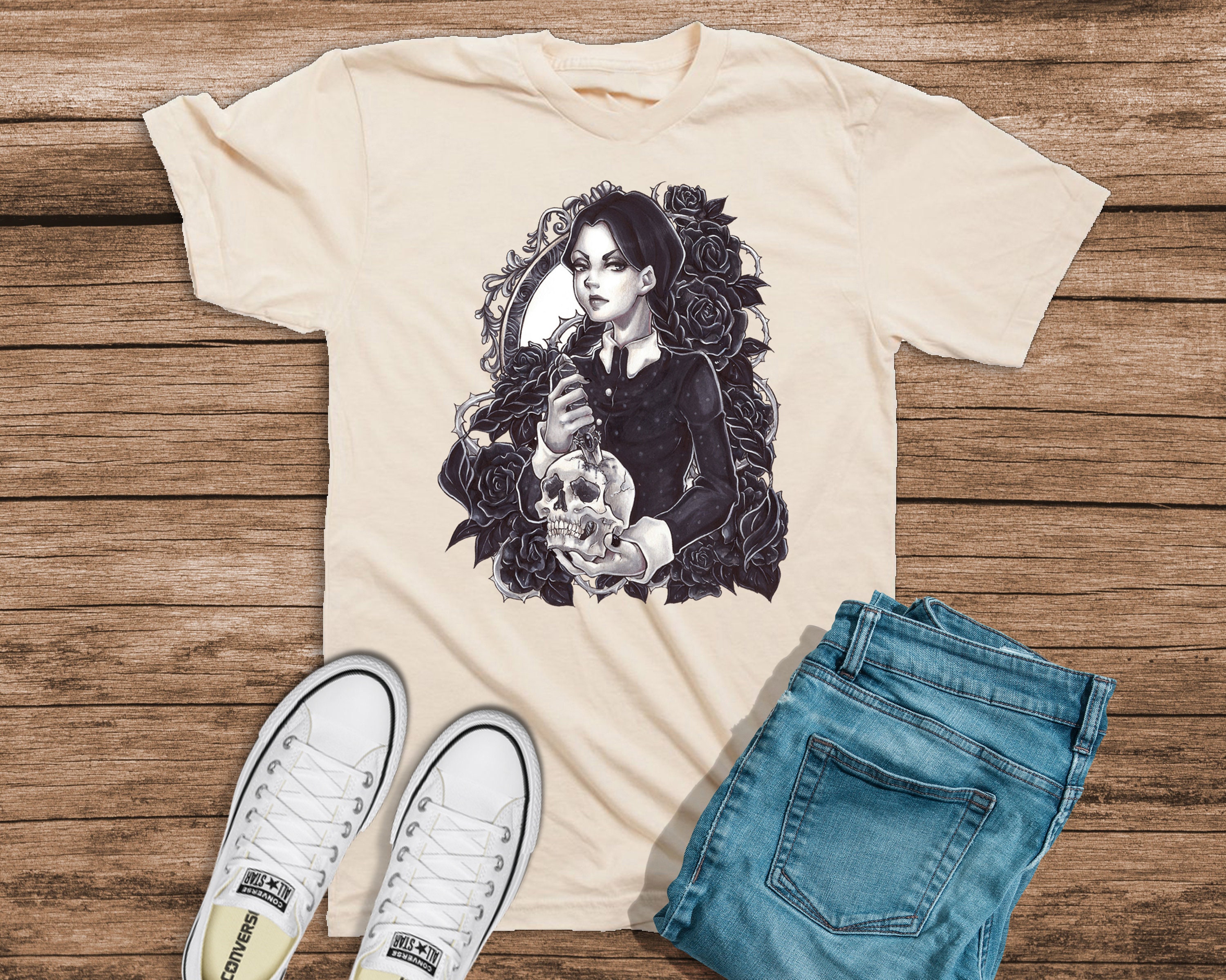 Discover Gothic Wednesday Addams, Funny Halloween Shirt, Addam Family, Creepy Halloween Shirt, Halloween Skull Shirt, Scary Shirt, Spooky Shirts