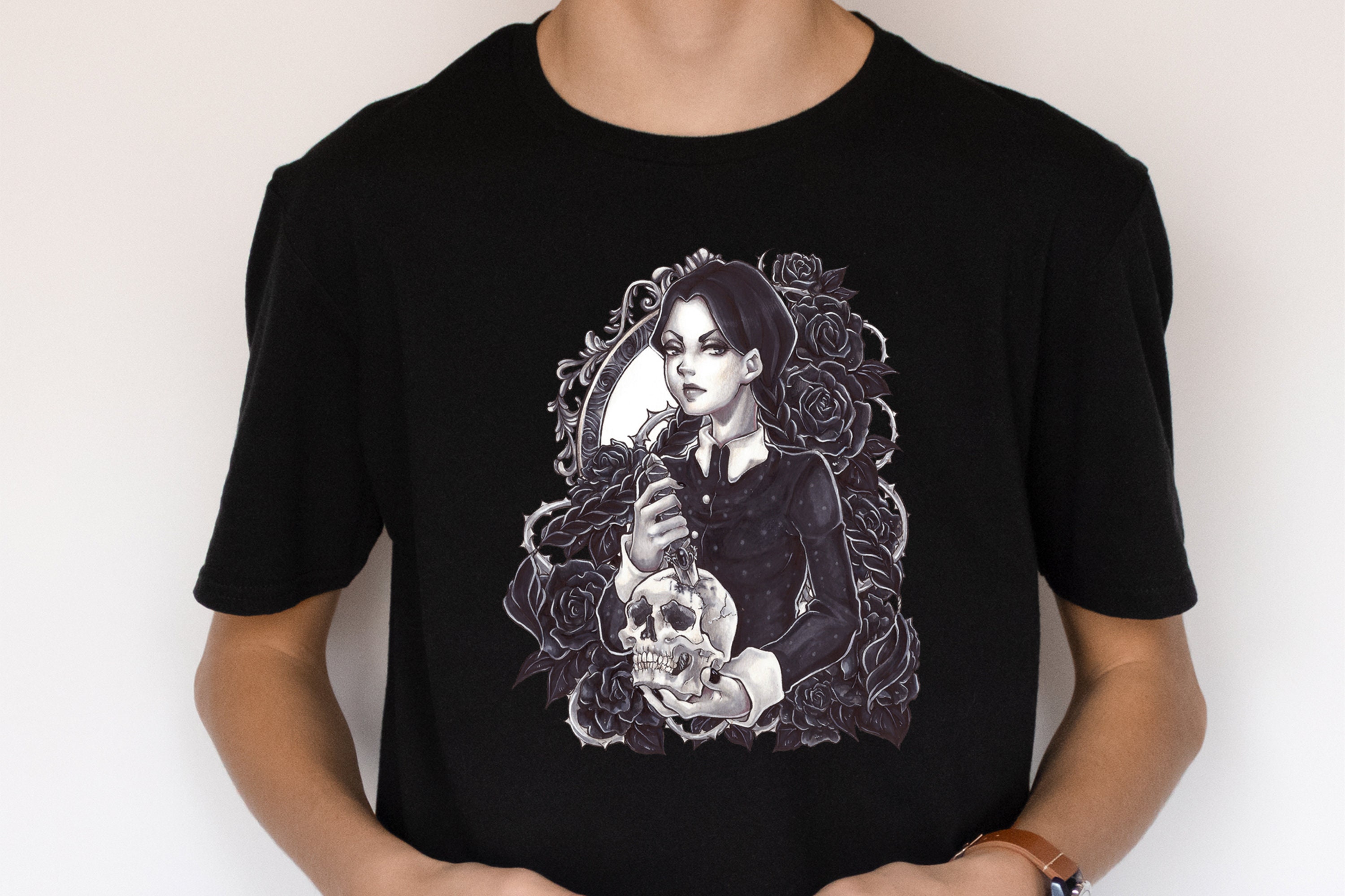 Discover Gothic Wednesday Addams, Funny Halloween Shirt, Addam Family, Creepy Halloween Shirt, Halloween Skull Shirt, Scary Shirt, Spooky Shirts