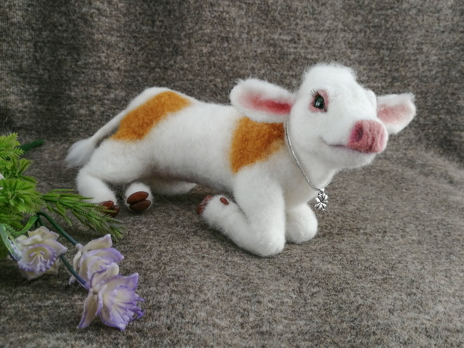 Calf stuffed animal cow stuffed animal needle felted animal Etsy