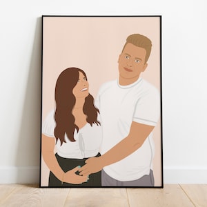 Ilustração personalizada detalhada, ideia de presente para aniversário, nascimento, casamento, família, casal, etc.
