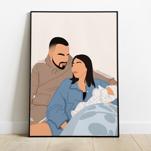 Minimalist personalized illustration, Mother's Day gift idea, birthday, birth, wedding, family, couple...